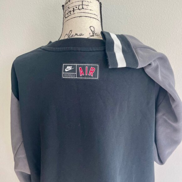 NIKE AIR SWEATSHIRT BLACK/GRAY SZ M BIG LOGO CASUAL ATHLETIC CORE VERSATILE - Picture 3 of 16